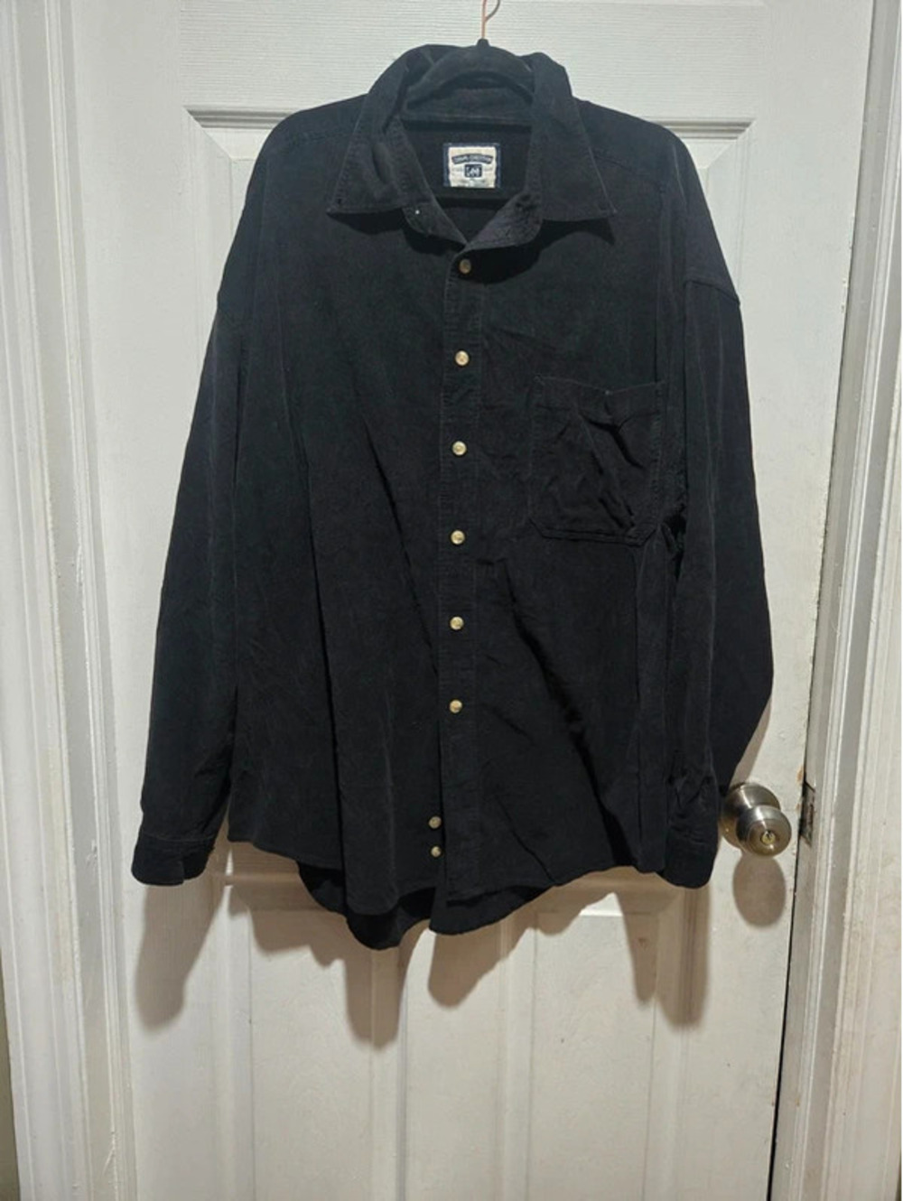 Vintage Lee men's black corduroy button down XL